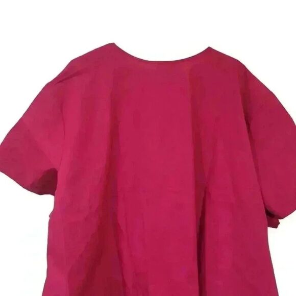 Cherokee Workwear Originals Women's Raspberry Pink Poly/Cotton V-Neck Snap Front - Picture 12 of 12